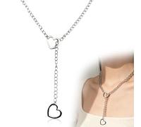 PYEUIFT Collier Femme Acier Inoxydable Ras de Cou Punk, Chaîne Cœur O-Ring Réglable, Collier Choker Acier Inoxydable Bijoux Élégant pour Femmes et Hommes