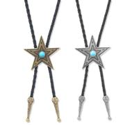 Pyeuift Cravate Western Vintage Bolo en Cuir, Collier Cowboy Turquoise, Accessoires Réglables pour Homme et Rodés Occidentaux