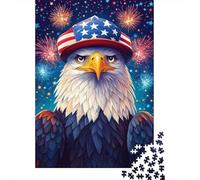 Pygargue à tête Blanche Puzzle 1000 Pièces Papier pour Adultes Scène de Nuit Feux d'artifice Puzzle en Famille Déco Détente Cadeau 38x26cm/1000pcs