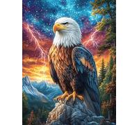 Pygargue à tête Blanche sur Le Sommet de la Montagne 300 Pièces Puzzle Adulte en Carton Haute Qualité Épais Difficile Moyenne Anti-Stress Décoration Murale Idée Cadeau Saint Valentin 300 PCS