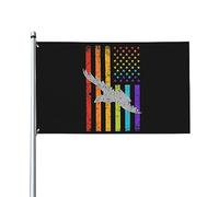 Pygargue à tête blanche Usa Lgbt Rainbow Flag Gay et Lesbien Drapeau décoratif extérieur de qualité supérieure 3 x 5 pieds - Couleurs vives, coupe-vent et résistant à l'eau - Idéal pour le jardin et