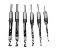 Pyhodi 6pcs Carré Trou Mortaise Chisel Foret Outils, HSS Bois Trou Scie Mortaiseuse Ciseau Foret Ensemble Forage Twist, 1/4in 5/16in 3/8in 1/2in 9/16in 5/8in