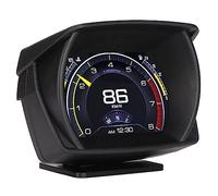 Pyhodi Affichage Tête Haute, Affichage OBD HUD Universel 9 Alarmes Couleur LED VOIRE HUD avec Indicatur de Vitesse Tension Température de l'eau RPM Consomation Masse de Carburant