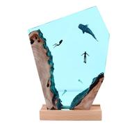 Pyhodi Diver Whale Cave Light Ornema Night Lampe USB Resin en Bois à Main Lempe 3D Ocean pour Décoration de Bureau, Jour de Thanksgiving Unique et Noël