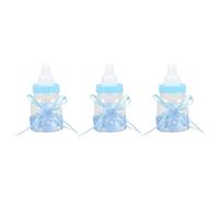 Pyhodi Lot de 24 Bouteilles Rechargeables avec Joli Nœud en Forme D'ours, Design de Taille Mini pour Petits Bonbons, Confettis ou Accessoires, Parfaites pour une Fête Prénatale, un (BLUE)