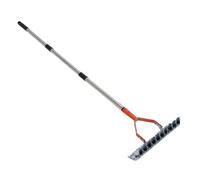 Pyhodi Râteau à Chaume de 52,76 Pouces, Râteau à Gazon, Râteau Déchaumeur avec Manche Ergonomique et Dents en Acier Courbées pour Un Déchaumage Efficace, Une Aération du Sol et Un