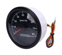 Pyhodi Tachymètre Boat Tacometro 110 Mm 4-3 / 8in Tachomètre 7 Backlight Color DC 9-32V 8000rpm Gauge avec Compteur D'heure pour Voiture RV Boat Truck (Cadran Noir Lunette Noire cxa011b)
