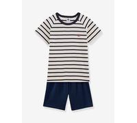 Petit Bateau Pyjacourt Garçon, Blanc Marshmallow/Bleu Smoking, 5 Ans