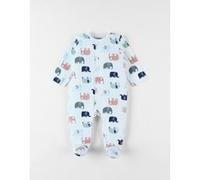 Pyjama 1 pièce imprimé éléphants en jersey, écru 1M