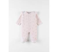 Pyjama 1 pièce imprimés libellules en velours rose 3M(60CM)