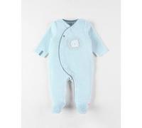 Pyjama 1 pièce lion en velours, bleu ciel 12M