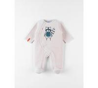 Pyjama 1 pièce raton laveur en velours, beige clair 12M