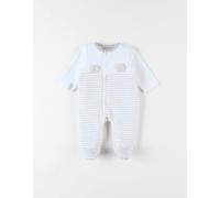 Pyjama 1 pièce rayé en velours, écru/greige 0M