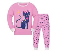 Pyjama 2 pièces pour Enfants Enfant Ensemble Manches Longues de Pyjamas Unisexe Confortable et Doux Haut Col Rond Pantalon Mignonne Dinosaure Tracteur Colorier