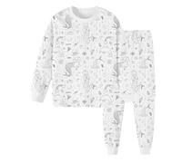 Pyjama 2 pièces pour Enfants Enfant Ensemble Pyjamas Garçon Manches Longues Coton Biologique Doux T Shirt Tops et Pjs Shorts Ado Tenues Détente Four Seasons