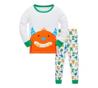 Pyjama 2 pièces pour Enfants Solides Manches Longues Tenues Pyjamas Garçon Coton Kawaii d'été Haut Col Rond Pantalon Dinosaure Requin Voitures Colorier