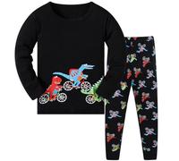 Pyjama 2 pièces pour Enfants Tenues Ensemble Garçons Coton Pyjamas Garçon Manches Longues Pieces Classique Hauts de et Pantalon Dinosaure Requin Voitures vêtements Nuit