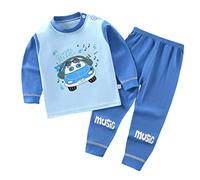 Pyjama 2 pièces pour Enfants Vêtement de Nuit Enfant Loungewear décontracté Tenue en Coton Doux Tee Shirt Manches Longues Ensembles Peints La Main garçons et Filles