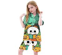 Pyjama 3 pièces en imitation soie pour bébé, imprimé Halloween, grande taille, pour garçons et filles, de 3 à 13 ans