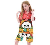 Pyjama 3 pièces en imitation soie pour bébé, imprimé Halloween, grande taille, pour garçons et filles, de 3 à 13 ans