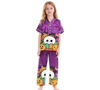 Pyjama 3 pièces en imitation soie pour bébé, imprimé Halloween, grande taille, pour garçons et filles, de 3 à 13 ans