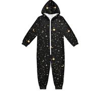 Pyjama à capuche Cosmos avec soleil, lune, étoiles pour enfants de 4 à 14 ans, vêtements de détente à fermeture éclair, combinaison de nuit, Multicolore 01, 14 ans