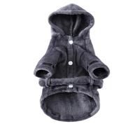 Pyjama À Capuche en Peluche Douce pour Chien, Veste Légère en Polaire Chaude pour Animaux De Compagnie, Chihuahua, Carlin, Yorkshire Terrier, Automne Et Hiver,Gris,S