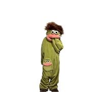 Pyjama à capuche en polaire pour adulte Motif monstre à grande bouche, Vert, M
