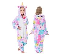 Pyjama à capuche licorne pour fille - Pyjama de nuit en polaire chaude pour enfant et adolescent, Licorne violet clair, 5 ans
