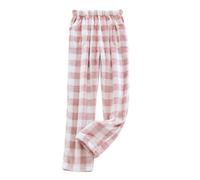Pyjama a Carreaux Femme Mere Tenue D'intérieur Polaire Hiver Coton Chaud Grossesse Homewear Intérieur Elastique Baggy Ado Humour Pantalon Sport Femme Pyjama Noel Famille Rose S