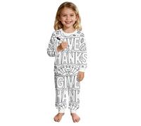 Pyjama a Colorier Enfant Pyjama Ensemble Ado Vêtements Maison Faites-le Vous-même/Bricolage DIY Peint à La Main Deux Pièces Loungewear Haut à Manches Longues et Pantalon Vêtement de Nuit Blanc