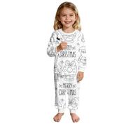 Pyjama a Colorier Enfant Pyjama Ensemble Ado Vêtements Maison Faites-le Vous-même/Bricolage DIY Peint à La Main Deux Pièces Loungewear Haut à Manches Longues et Pantalon Vêtement de Nuit Blanc