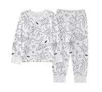 Pyjama à Colorier pour Enfant Pyjama Enfant Garcon Fille Ensemble de Vêtements Maison Peints DIY Peint à la Main Vêtements Enfants Confortables Décontractés Intérieur Détente (04 White, 7-8 Years)