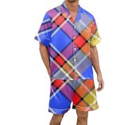 Pyjama à Manches Courtes et imprimé écossais Tendance, boutonné, vêtement de Nuit, Confortable, Doux et Respirant Armonía Entre Frescura y Práctica