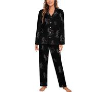 Pyjama à Manches Longues imprimé « I Love Ski » pour Femme, Doux et Confortable