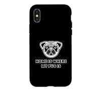 Pyjama Amusant pour Amoureux des Chiens « Home is Where My Pug is » Coque pour iPhone X/XS