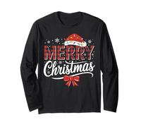 Pyjama Assorti avec Bonnet de Père Noël Merry Christmas Lights Manche Longue