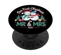 Pyjama Assorti pour Couple Our First Christmas as Mr & Mrs 2025 PopSockets PopGrip Adhésif
