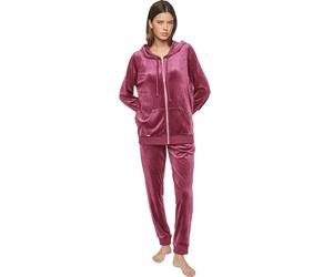 Pyjama avec sweatshirt à capuche zippé femme Selmark P115 Sport Rose L