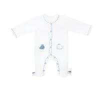Pyjama Bébé À Manches Longues En Velours - Blue Baleine Blanc/Blanc
