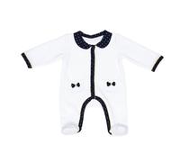 Pyjama bébé à manches longues en velours - hello blanc/bleu 1M(54CM)