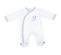 Pyjama bébé à manches longues en velours - lazare blanc/bleu clair NAISSANCE(50CM)