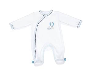 Pyjama Bébé À Manches Longues En Velours - Lazare Blanc/bleu Clair NAISSANCE(50CM)