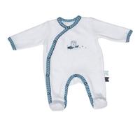 Pyjama Bébé À Manches Longues En Velours - Lazare Blanc/Bleu Foncé