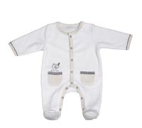 Pyjama bébé à manches longues en velours - timouki blanc 3M(60CM)