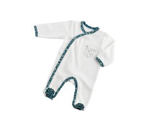 Pyjama bébé blanc 1 mois col motif tilleul Promenons nous