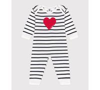 Pyjama bébé en coton ouverture sans pression caur Petit Bateau - blanc - Taille 6 mois 6M blanc/bleu