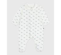 Pyjama bébé en velours à col imprimé baleines Petit Bateau - blanc - Taille préma (46cm) PRÉMA blanc/bleu