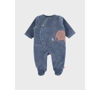 Pyjama bébé en velours avec broderie éléphant bleu 6M(67CM)