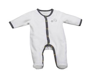 Pyjama Bébé En Velours - Babyfan Blanc/gris 1M(54CM)